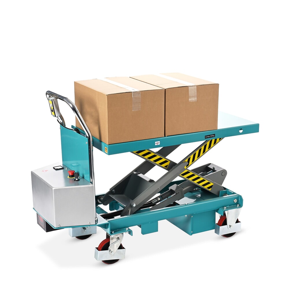 Termékkép száma 4: Ameise® elektromos ollós emelőasztalos kocsi, teherbírás 500 kg, plató méret 1.010 x 520 mm