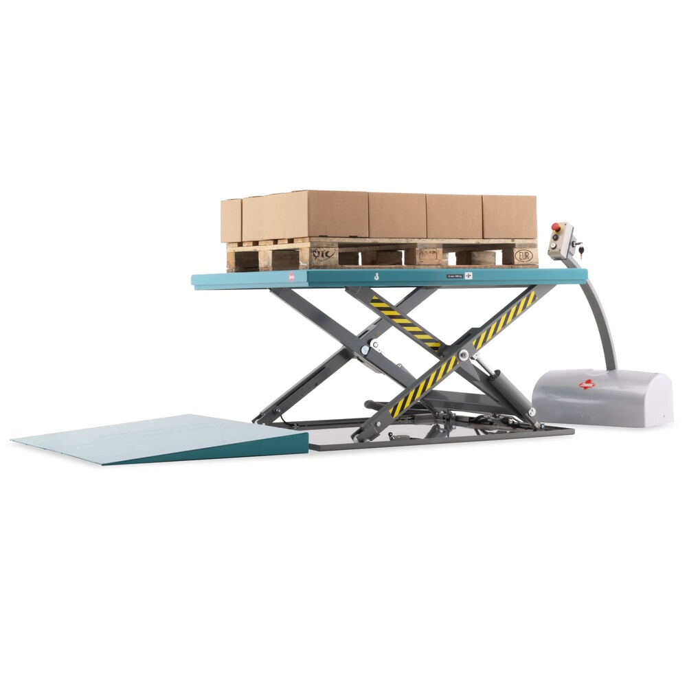Termékkép száma 2: Ameise® lapos ollós emelőasztal, teherbírás 1.000 kg, plató méret 1.450 x 1.140 mm