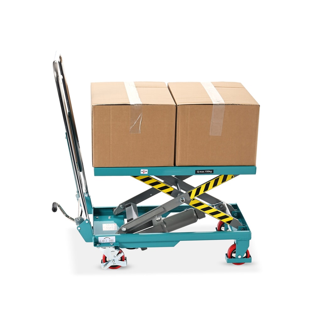 Termékkép száma 4: Ameise® ollós emelőasztalos kocsi, lehajtható akasztókengyel, teherbírás 150 kg, egyenként 700 x 450 mm