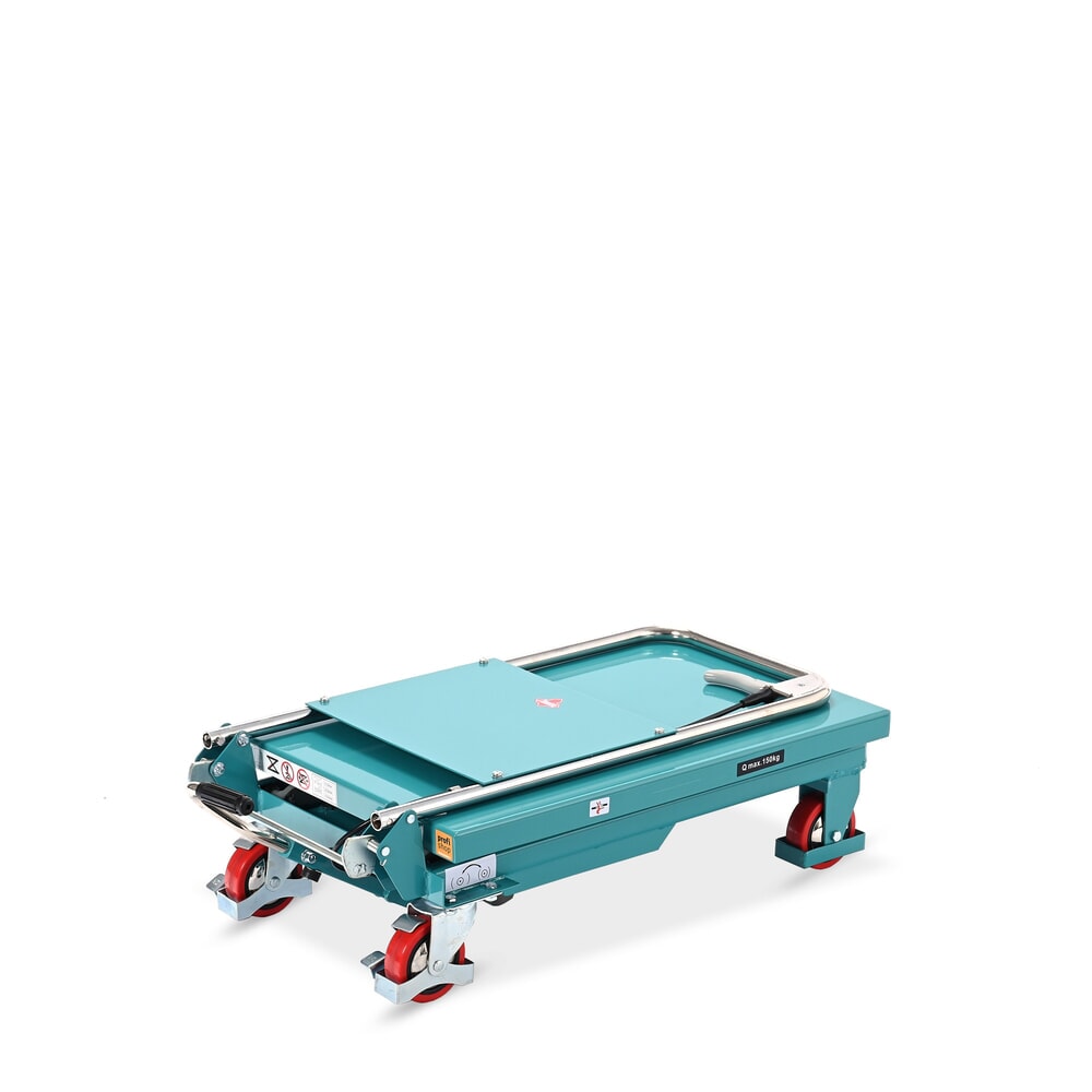 Termékkép száma 7: Ameise® ollós emelőasztalos kocsi, lehajtható akasztókengyel, teherbírás 150 kg, egyenként 700 x 450 mm
