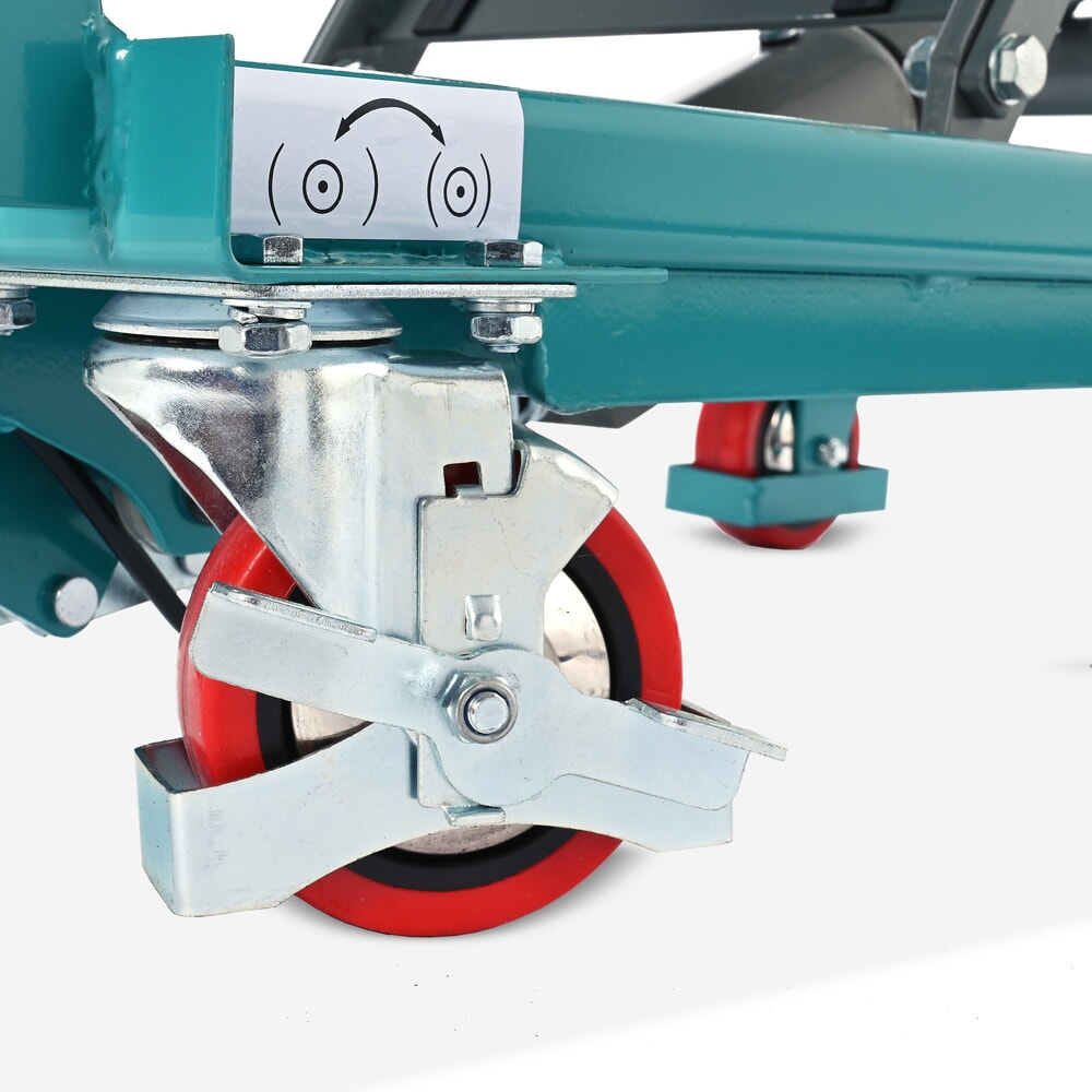 Termékkép száma 8: Ameise® ollós emelőasztalos kocsi, lehajtható akasztókengyel, teherbírás 150 kg, egyenként 700 x 450 mm