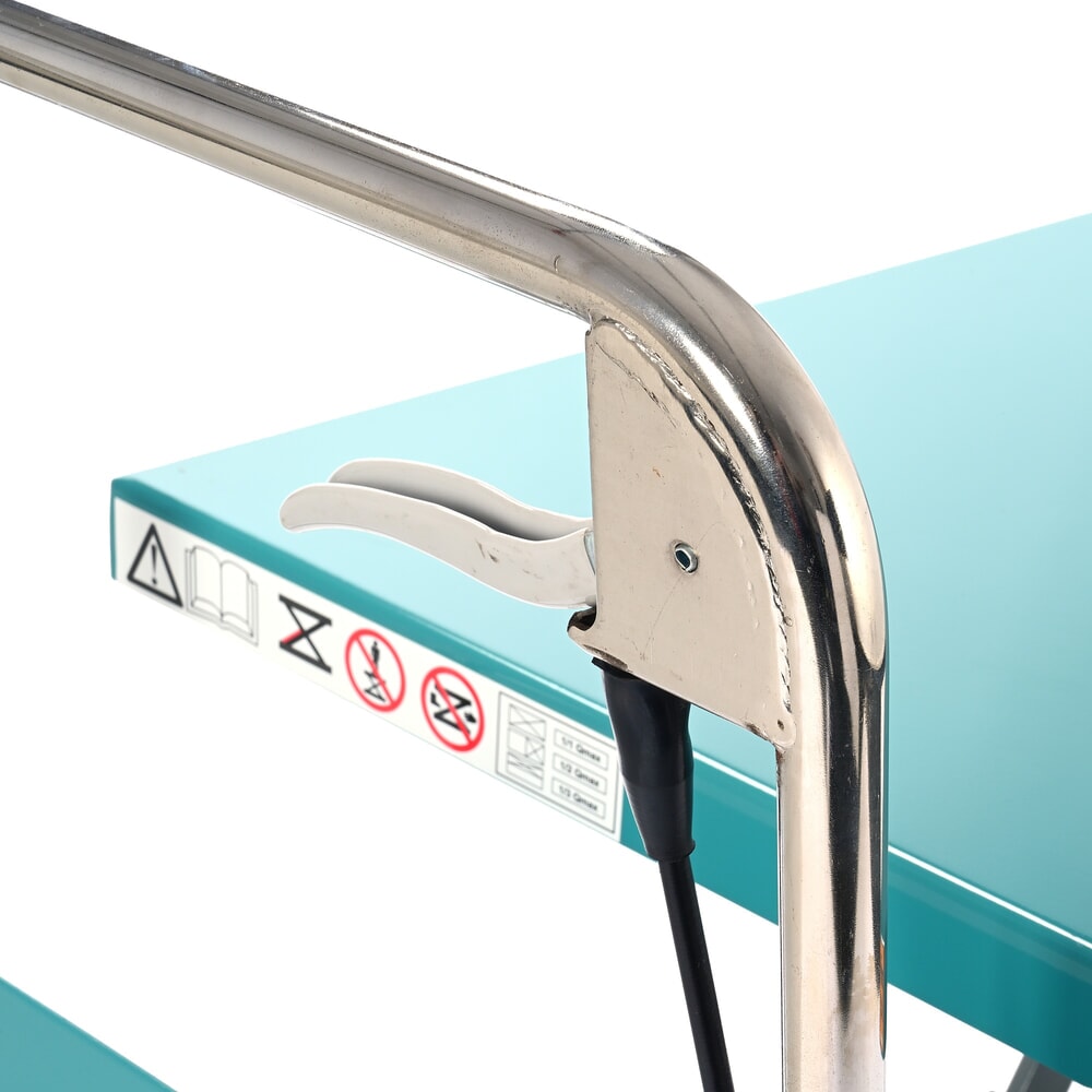 Termékkép száma 12: Ameise® ollós emelőasztalos kocsi, lehajtható akasztókengyel, teherbírás 150 kg, egyenként 700 x 450 mm