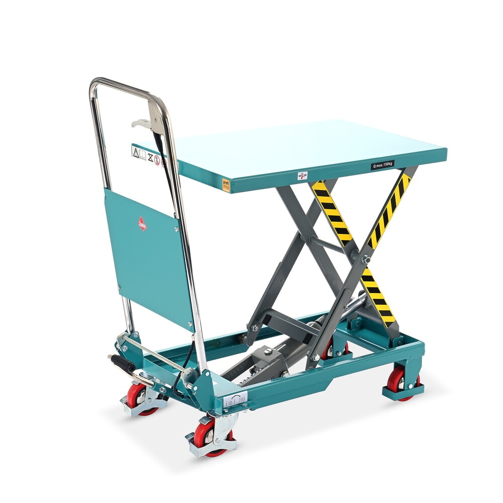 Termékkép: Ameise® ollós emelőasztalos kocsi, lehajtható akasztókengyel, teherbírás 150 kg, egyenként 700 x 450 mm