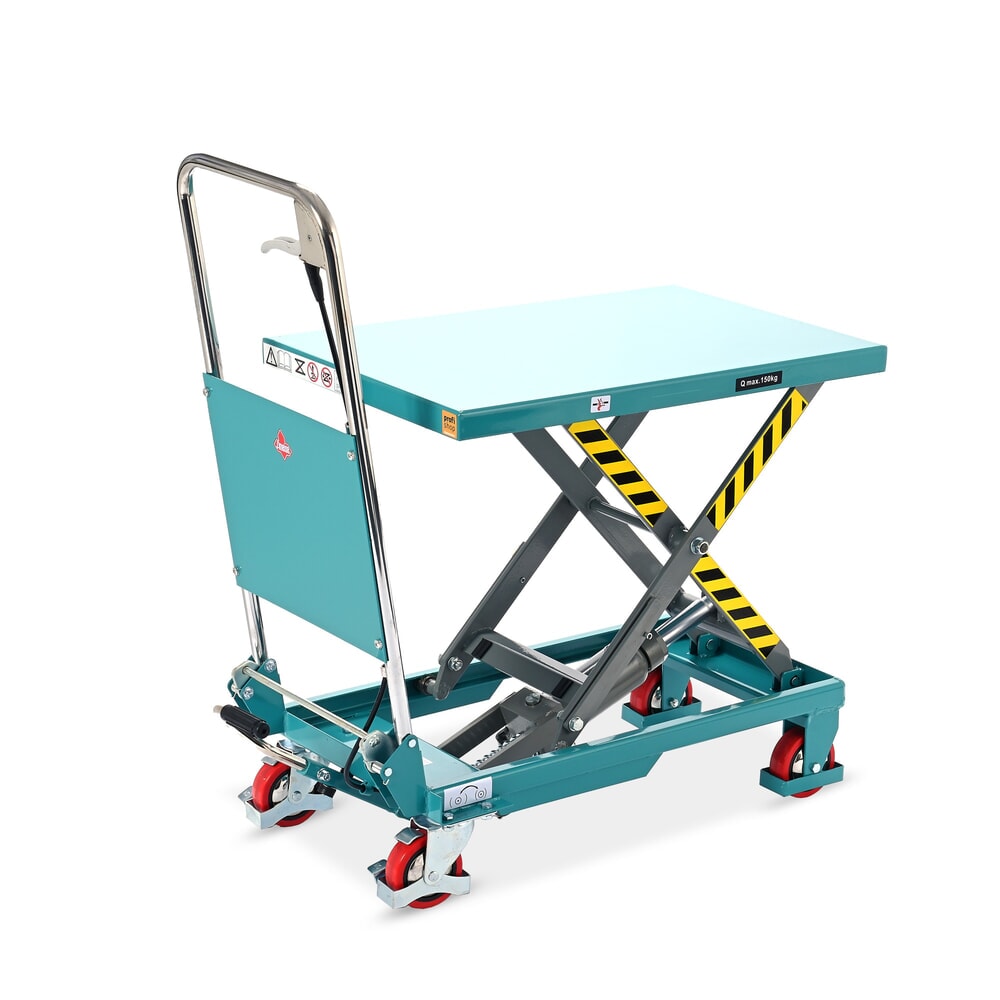 Termékkép száma 13: Ameise® ollós emelőasztalos kocsi, lehajtható akasztókengyel, teherbírás 150 kg, egyenként 700 x 450 mm