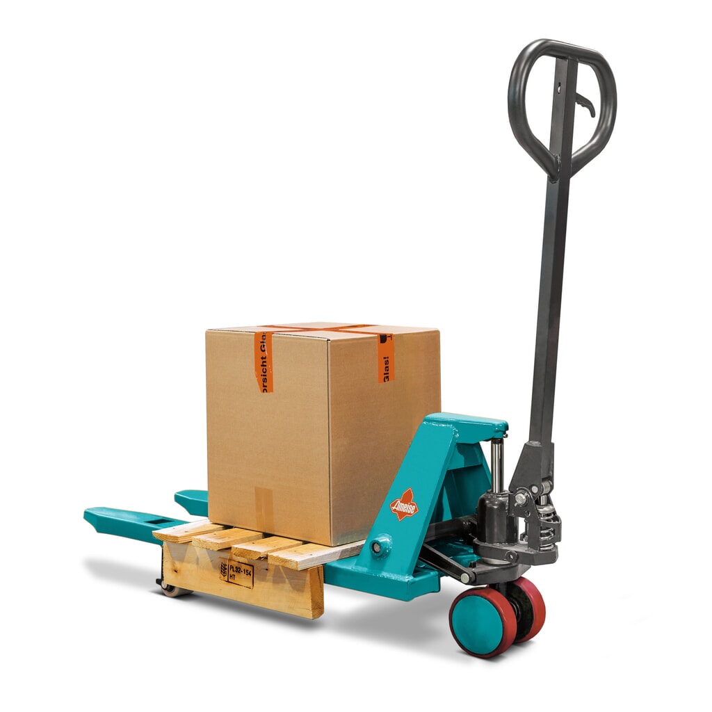Termékkép: Ameise® PTM 0.5 mini emelőkocsi, teherbírás 500 kg, villahossz 800 mm, poliuretán kormánykerekek, nylon villagörgők
