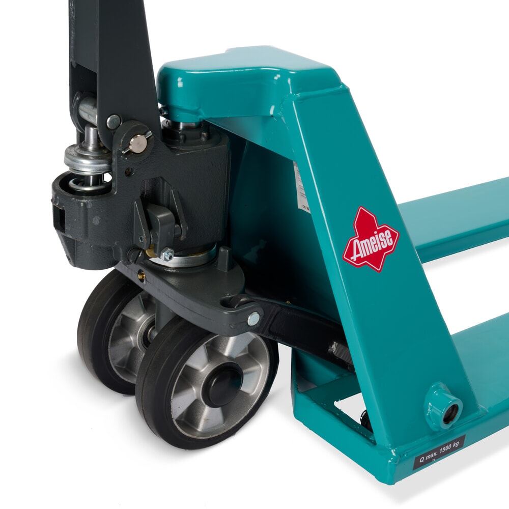Termékkép száma 8: Ameise® PTM 1.5 Low laposvillás kézi emelőkocsi, teherbírás 1500 kg, villahossz 1150 mm, tömörgumi/poliuretán kerekek, tandem görgők