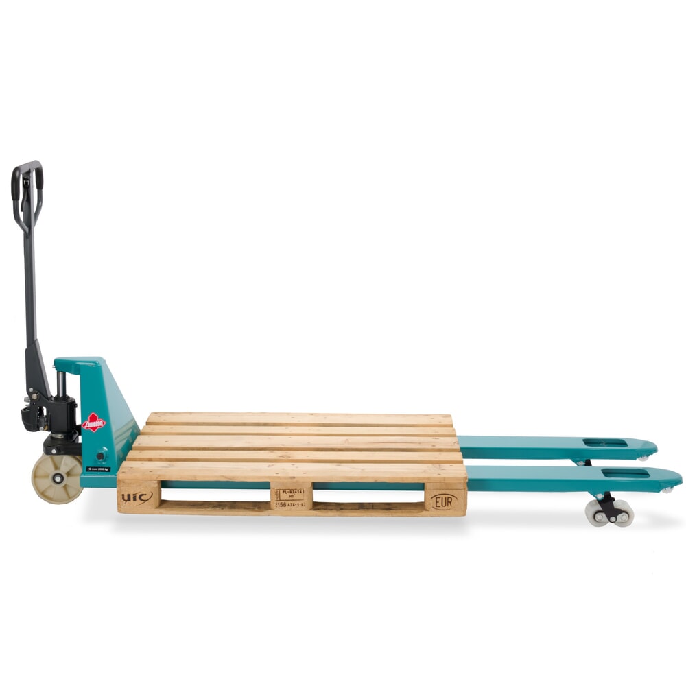 Termékkép száma 8: Ameise® PTM 2.0 kézi emelőkocsi, 2000 kg teherbírás, 2000 mm villahossz, nylon kerekek, tandem görgők