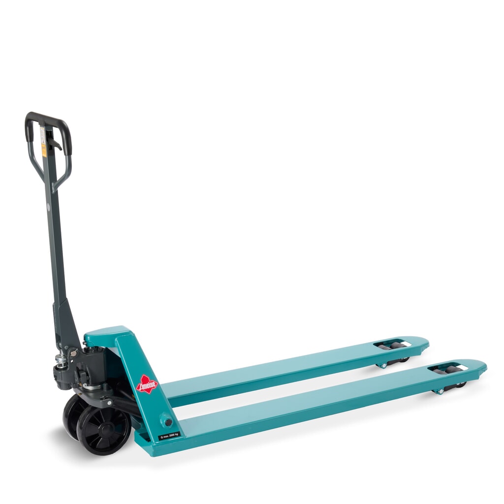 Termékkép: Ameise® PTM 2.0 kézi emelőkocsi, 2000 kg teherbírás, 1500 mm villahossz, poliuretán kerekek, tandem görgők
