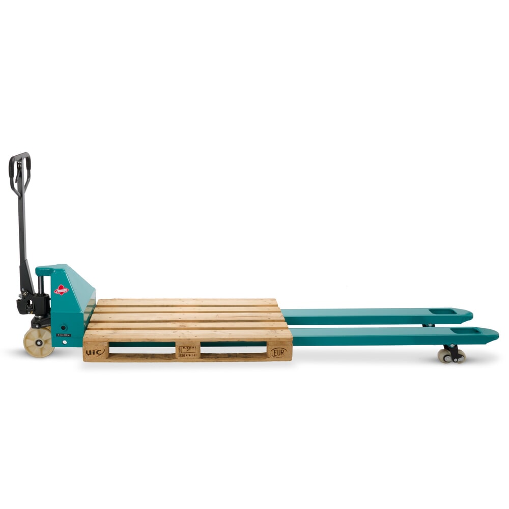 Termékkép száma 5: Ameise® PTM 2.0 kézi emelőkocsi, 2000 kg teherbírás, 2500 mm villahossz, nylon kerekek, tandem görgők