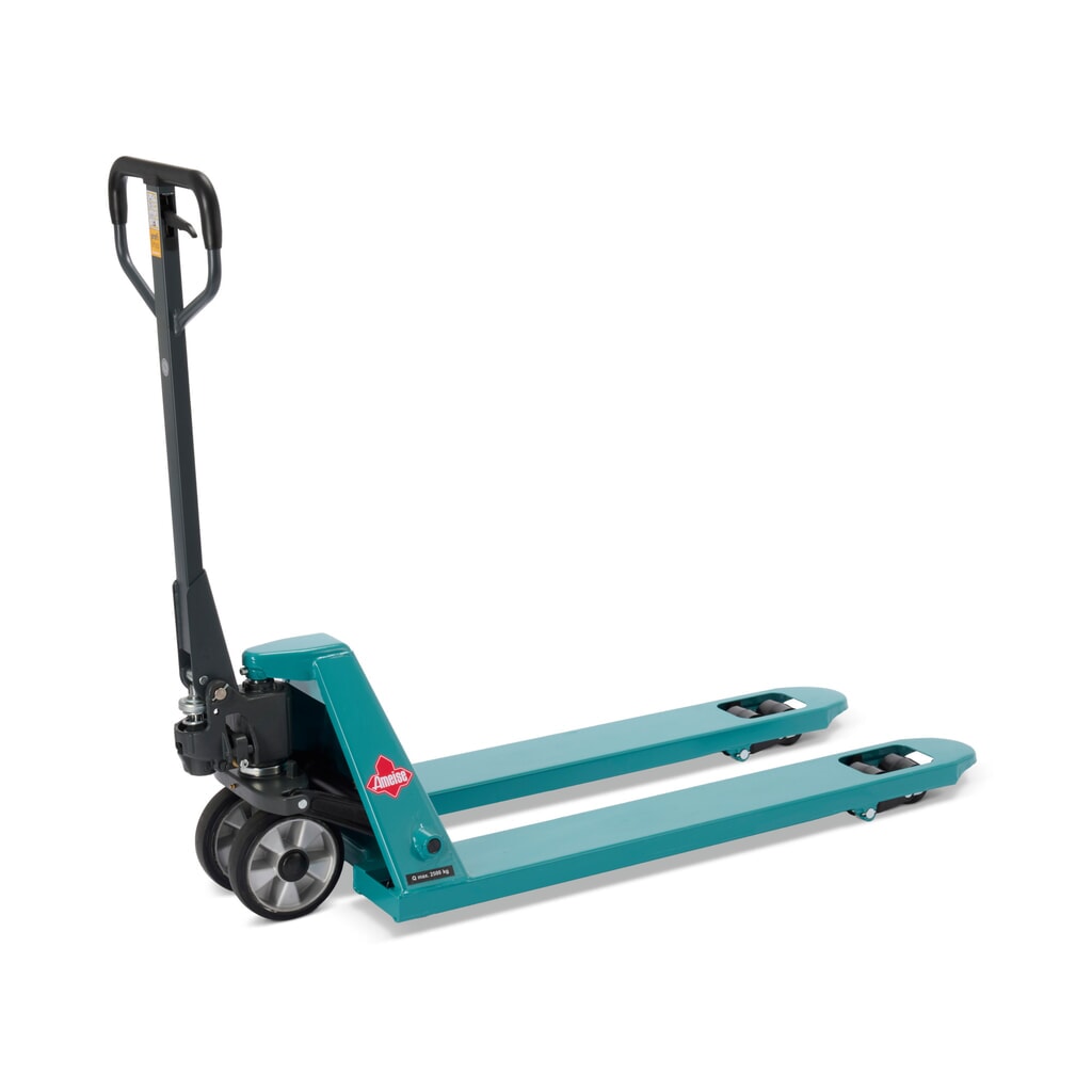 Ameise® PTM 2.5 kézi emelőkocsi, 2500 kg teherbírás, 1150 mm villahossz, tömörgumi/poliuretán kerekek, tandem görgők Termékkép: Ameise® PTM 2.5 kézi emelőkocsi, 2500 kg teherbírás, 1150 mm villahossz, tömörgumi/poliuretán kerekek, tandem görgők