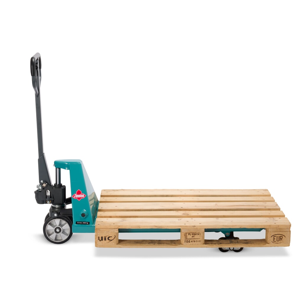 Termékkép száma 11: Ameise® PTM 2.5 kézi emelőkocsi gyorsemeléssel, 2500 kg teherbírás, 1150 mm villahossz, tömörgumi/poliuretán kerekek, tandem görgők