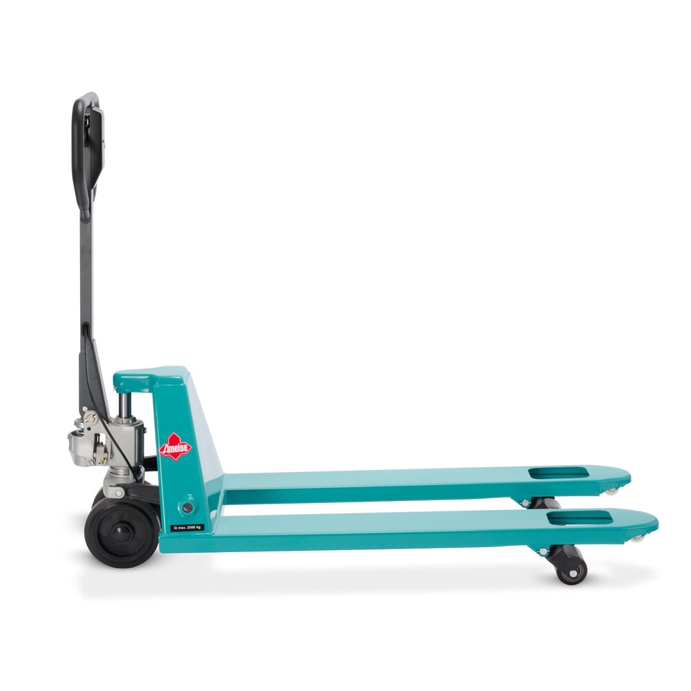 Termékkép száma 9: Ameise® PTM 2.5 kézi emelőkocsi kézifékkel, teherbírás 2500 kg, villahossz 1150 mm, tömörgumi/poliuretán kerekek