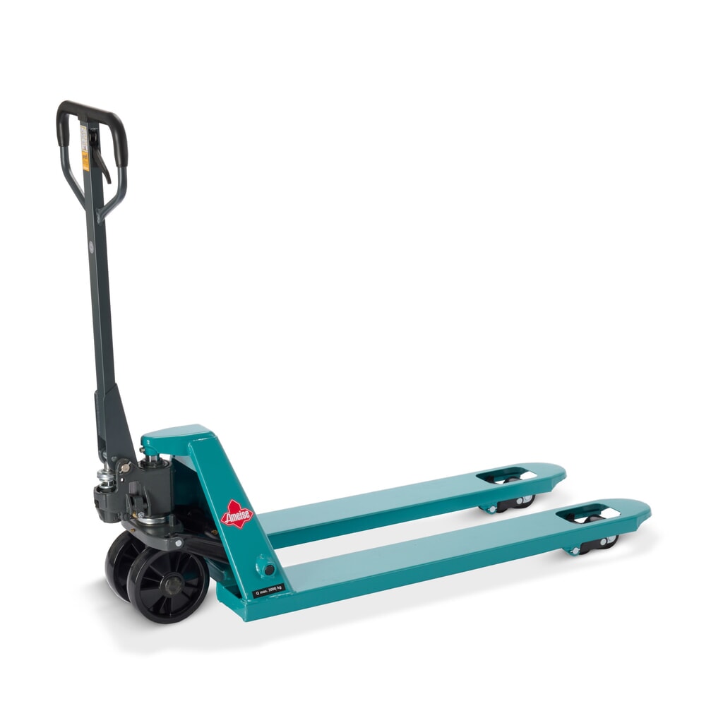 Ameise® PTM 3.0 kézi emelőkocsi, 3000 kg teherbírás, 1150 mm villahossz, poliuretán kerekek, tandem görgők Termékkép: Ameise® PTM 3.0 kézi emelőkocsi, 3000 kg teherbírás, 1150 mm villahossz, poliuretán kerekek, tandem görgők