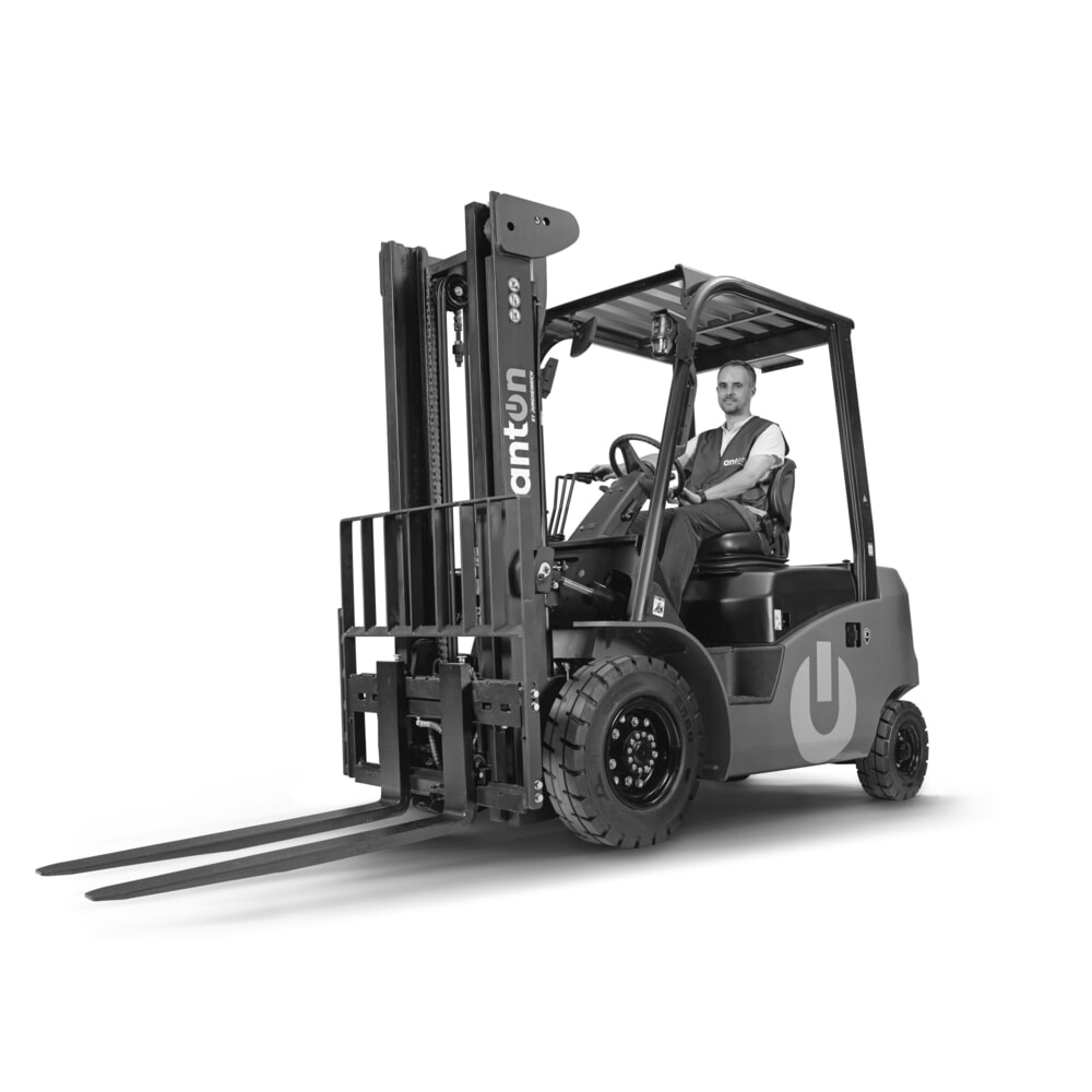 Termékkép: AntOn by Jungheinrich Elektro-Stapler CBH 3.0 mit Zweifach-Teleskop-Hubgerüst, Hubhöhe 3.300 mm, Tragfähigkeit 3.000 kg, külső töltővel, 80 V, 60 A, CEE, 4-pólusú