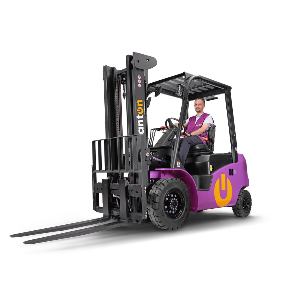 Termékkép száma 1: AntOn by Jungheinrich elektromos targonca CBH 2.5 kéttagú teleszkópos emelőoszloppal, emelési magasság 3300 mm, teherbírás 2.500 kg, külső töltővel, 80 V, 60 A, CEE, 5-pólusú
