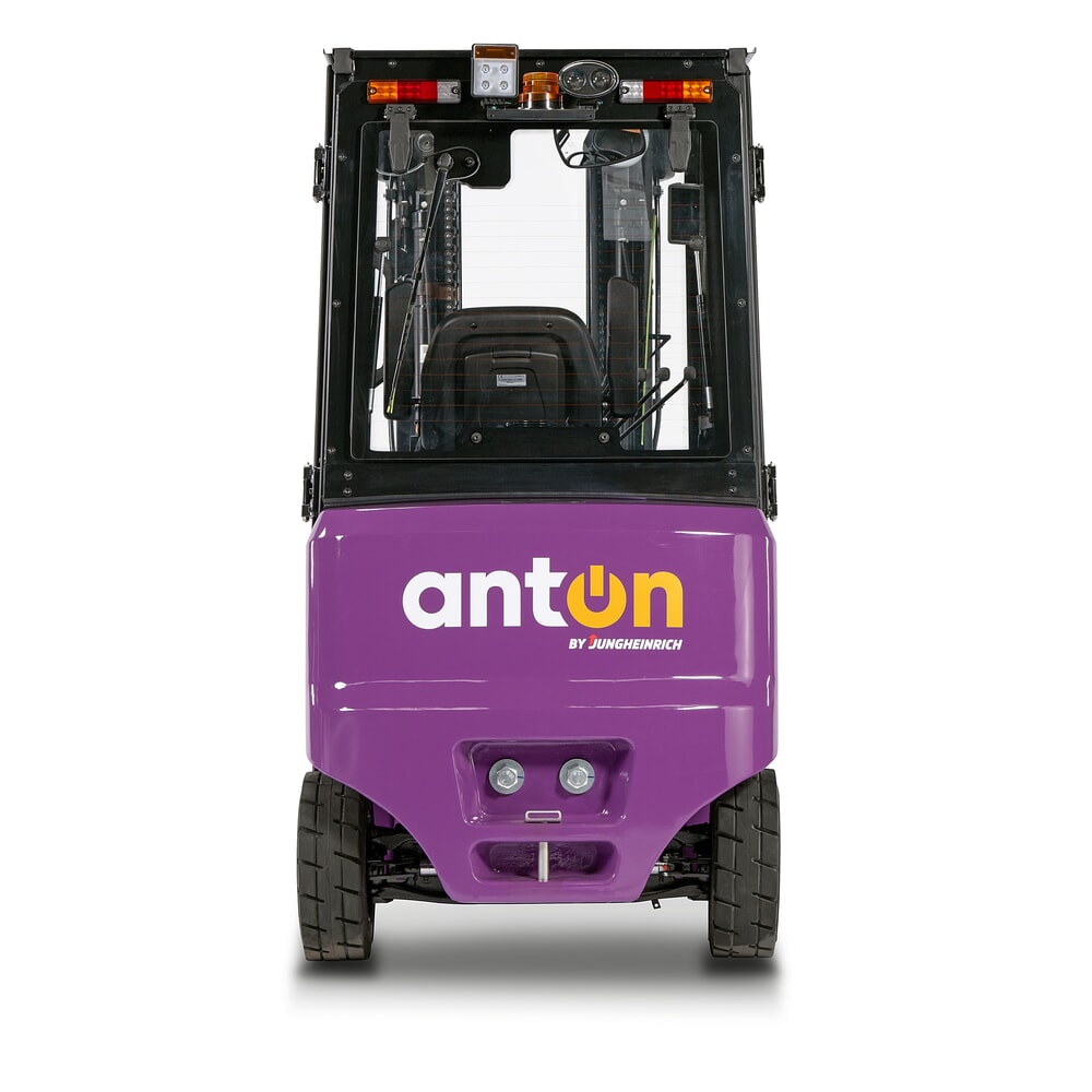 Termékkép száma 5: AntOn by Jungheinrich elektromos targonca CBH 2.0 háromtagú teleszkópos emelőoszlop, 4800 mm emelési magasság, 2000 kg teherbírás, időjárásvédő fülke Comfort, beépített töltőkészülék
