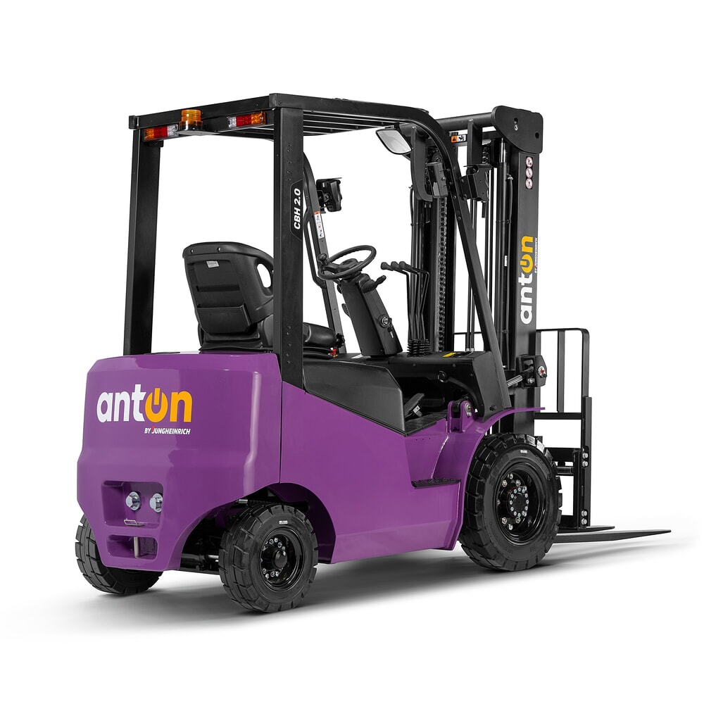 Termékkép száma 8: AntOn by Jungheinrich CBH 2.0 elektromos targonca, kéttagú teleszkópos emelőoszloppal, 3300 mm emelési magassággal, 2000 kg teherbírással, beépített töltőkészülékkel