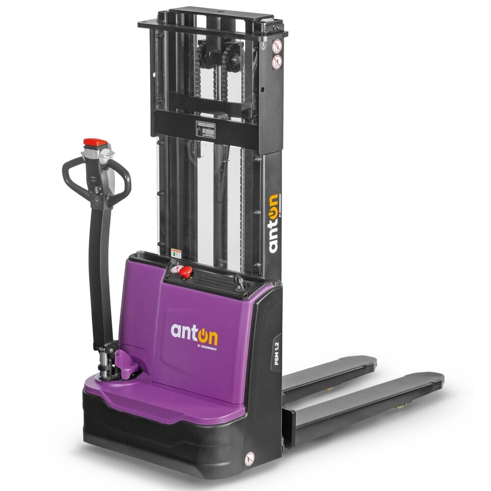 Termékkép száma 1: AntOn by Jungheinrich elektromos gyalogkíséretű targonca PSM 1.2, kéttagú teleszkópos emelőoszloppal, teherbírás 1 200 kg, emelési magasság 2 522 mm