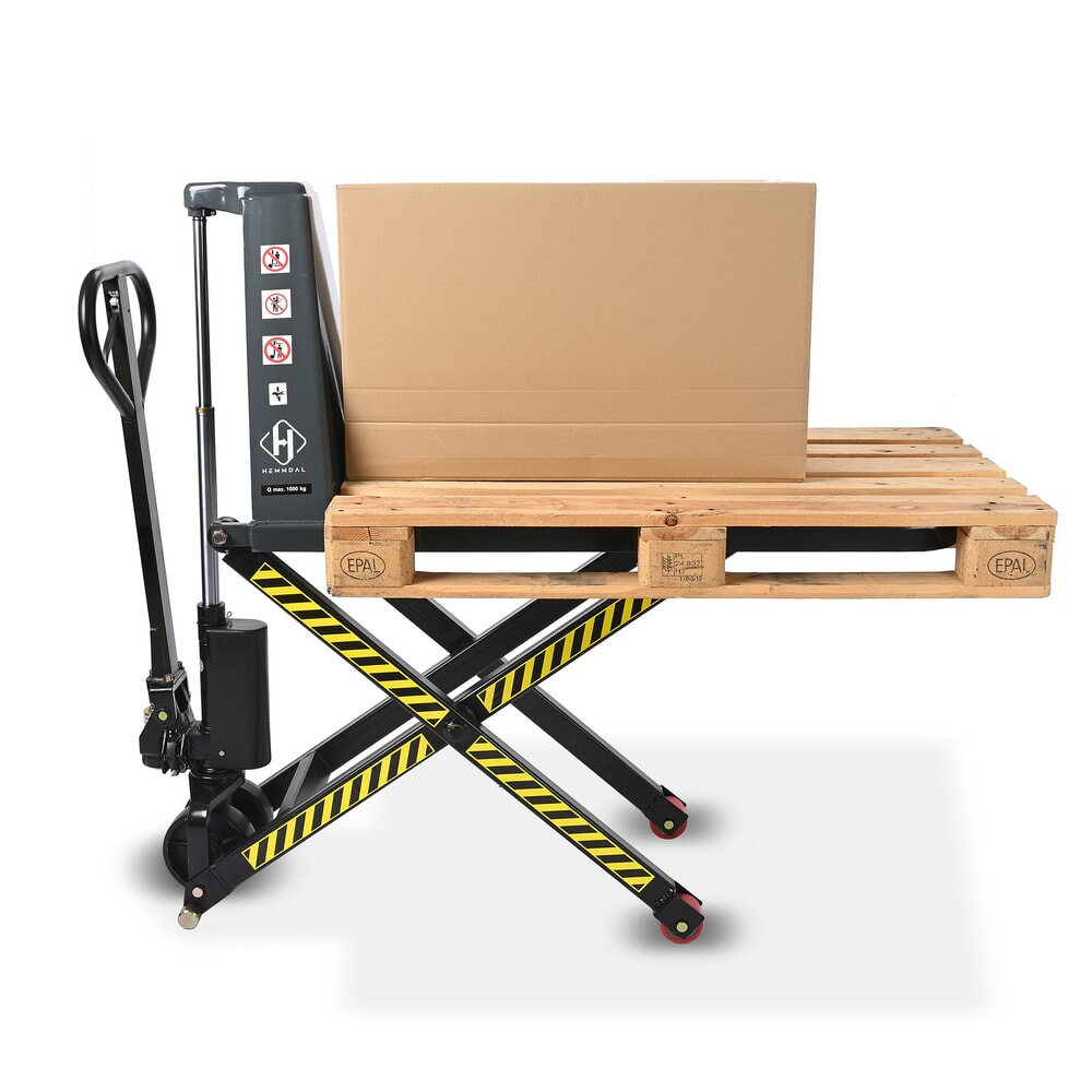 Termékkép száma 2: HEMMDAL PTM 1.0 Scissor ollós emelőkocsi, teherbírás 1000 kg, villahossz 1150 mm, poliuretán egyszeres görgővel