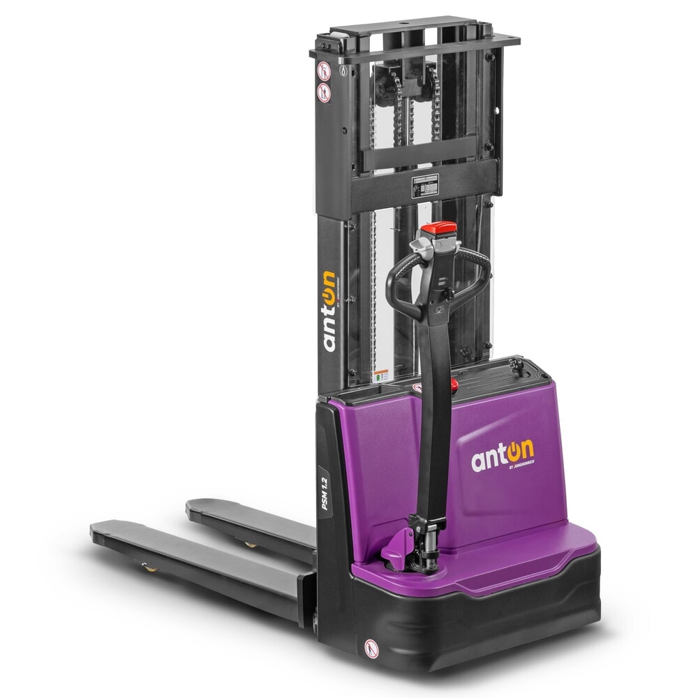 Termékkép száma 3: AntOn by Jungheinrich elektromos gyalogkíséretű targonca PSM 1.2, kéttagú teleszkópos emelőoszloppal, teherbírás 1 200 kg, emelési magasság 2 522 mm