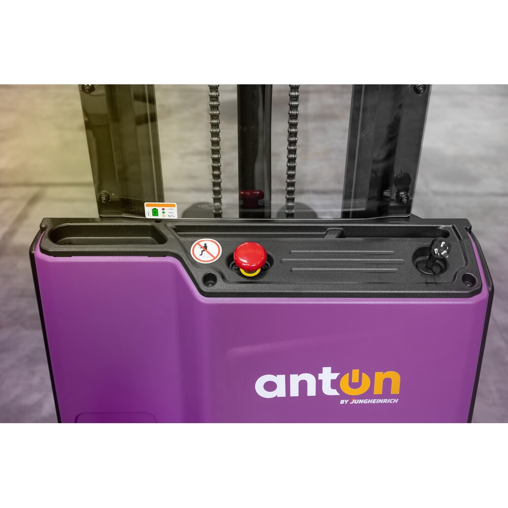 Termékkép száma 8: AntOn by Jungheinrich elektromos gyalogkíséretű targonca PSM 1.2, kéttagú teleszkópos emelőoszloppal, teherbírás 1 200 kg, emelési magasság 2 522 mm