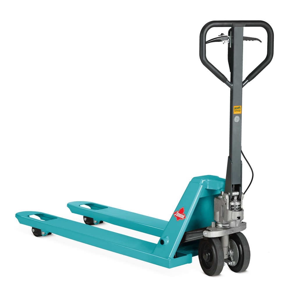 Termékkép száma 1: Ameise® PTM 2.5 kézi emelőkocsi kézifékkel, teherbírás 2500 kg, villahossz 1150 mm, tömörgumi/poliuretán kerekek, tandem görgők
