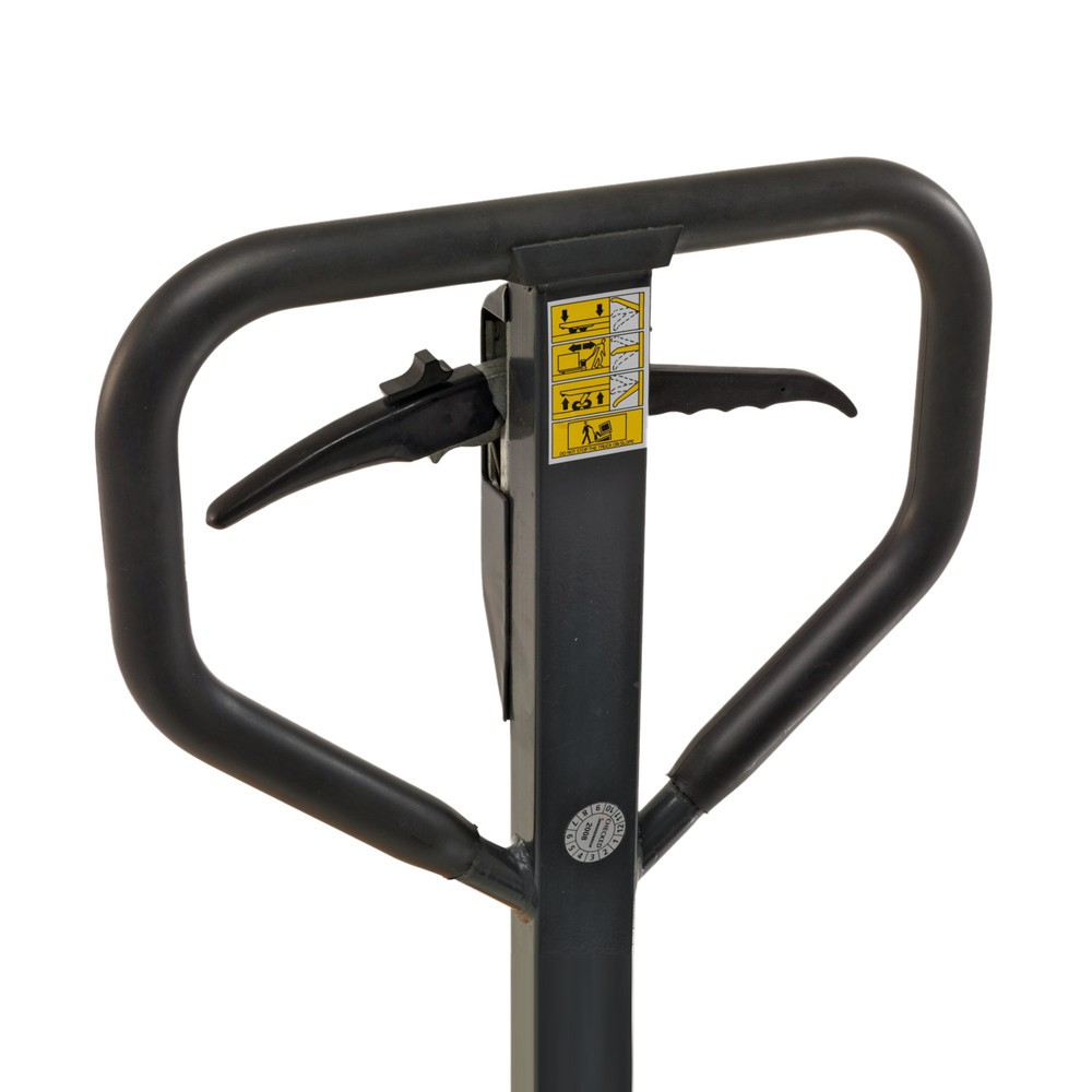 Termékkép száma 2: Ameise® PTM 2.5 kézi emelőkocsi kézifékkel, teherbírás 2500 kg, villahossz 1150 mm, tömörgumi/poliuretán kerekek, tandem görgők