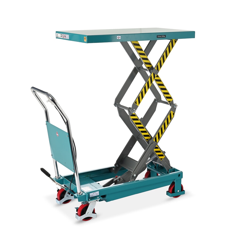 Termékkép: Ameise® dupla ollós emelőasztalos kocsi, teherbírás 350 kg, plató méret 910 x 500 mm