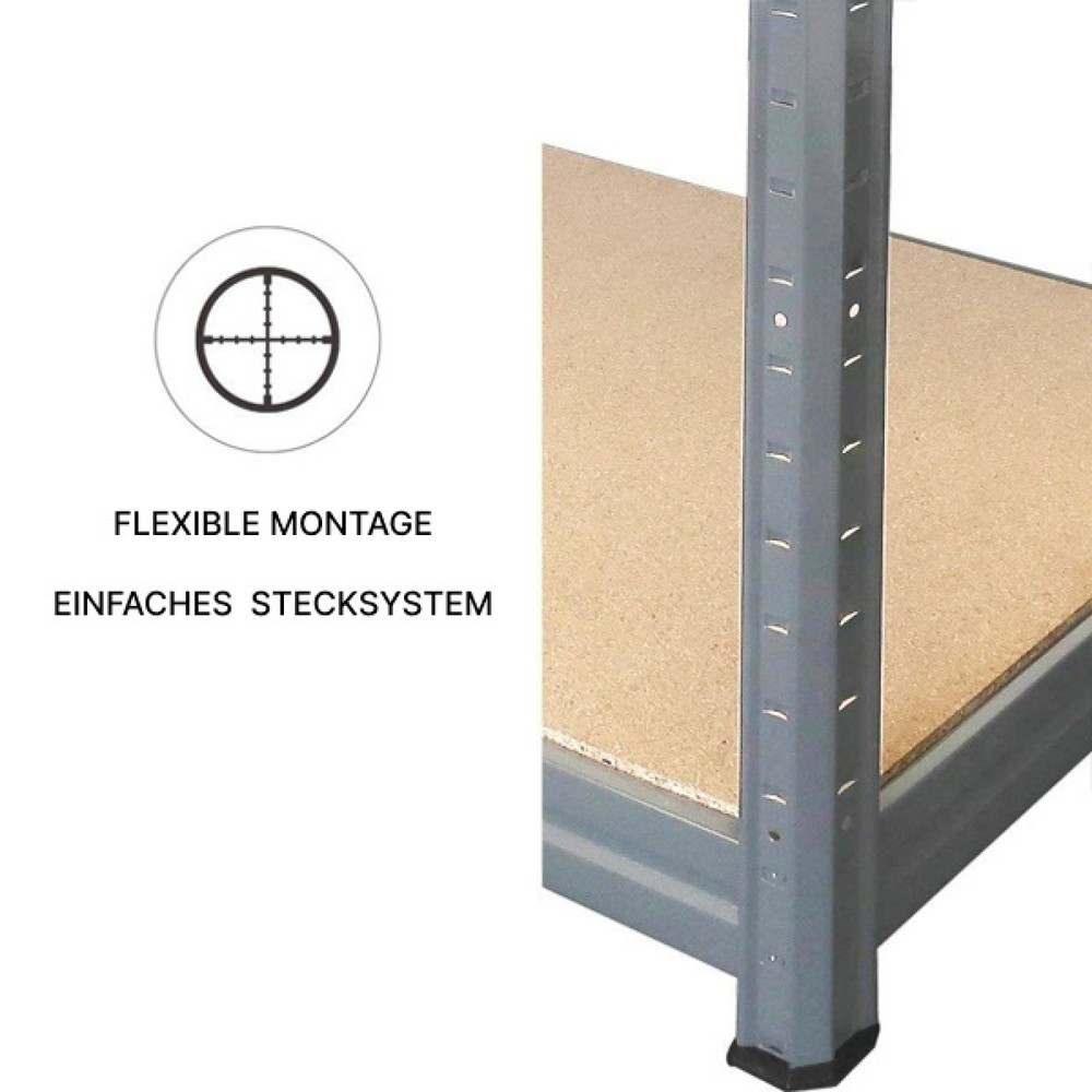 Termékkép száma 3: HEMMDAL nagy teherbírású állvány, S+ típus, grafitszürke – 180 x 90 x 60 cm – 750 kg-ig