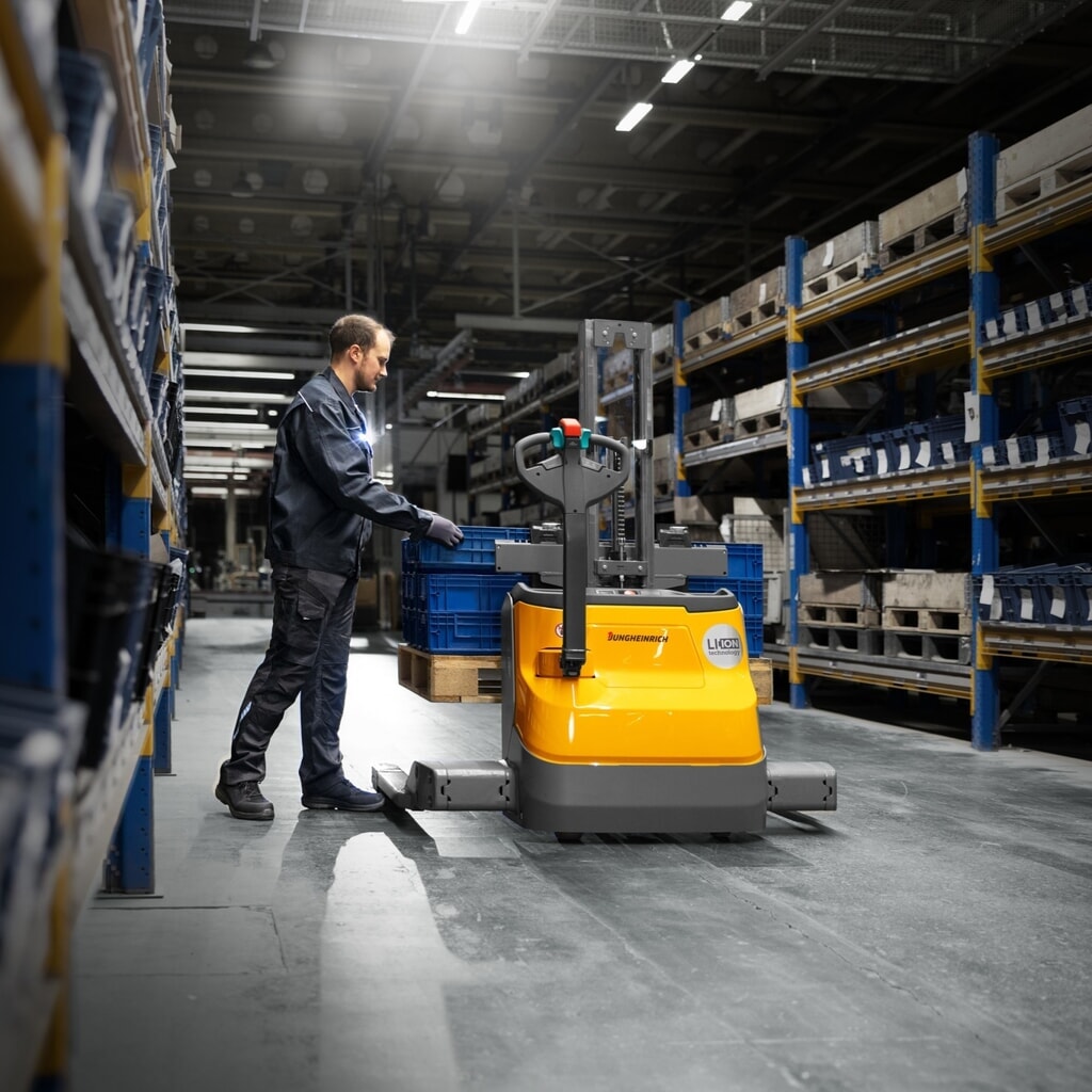 Termékkép száma 6: Jungheinrich EJC 110bi E elektromos gyalogkíséretű targonca, mono oszlop, emelési magasság 1230 mm, teherbírás 1200 kg, proporcionális hidraulika, kerékkartávolság 891 mm