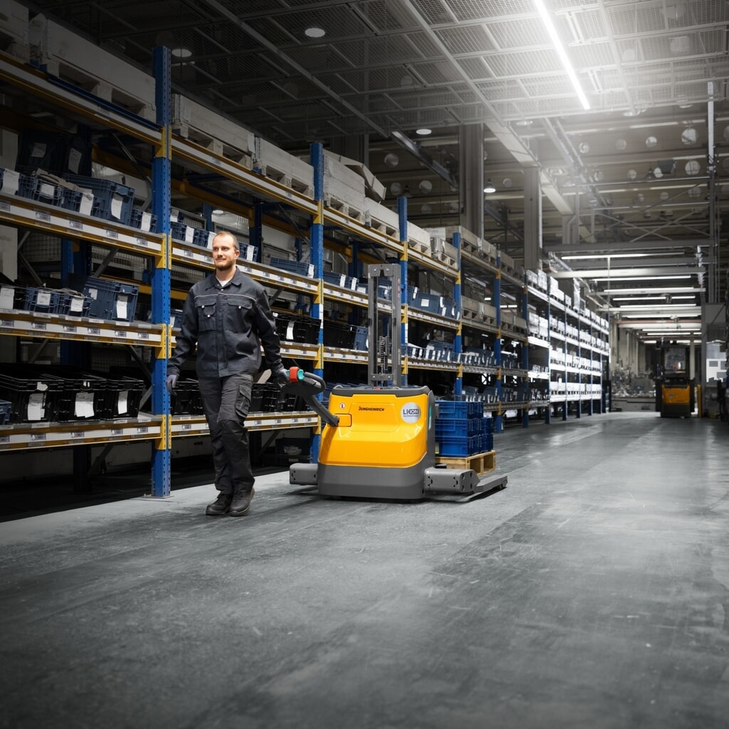 Termékkép száma 8: Jungheinrich EJC 110bi E elektromos gyalogkíséretű targonca, mono oszlop, emelési magasság 1230 mm, teherbírás 1200 kg, proporcionális hidraulika, kerékkartávolság 891 mm