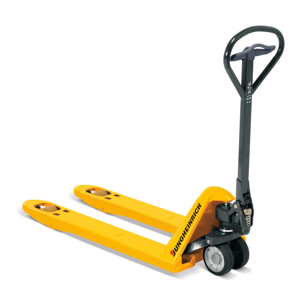 Jungheinrich AM 22 kézi emelőkocsi, 2200 kg teherbírással, különleges villakocsi szélesség 680 mm, villahossz 950 mm, tömörgumi/poliuretán tandem görgőkkel Termékkép: Jungheinrich AM 22 kézi emelőkocsi, 2200 kg teherbírással, különleges villakocsi szélesség 680 mm, villahossz 950 mm, tömörgumi/poliuretán tandem görgőkkel